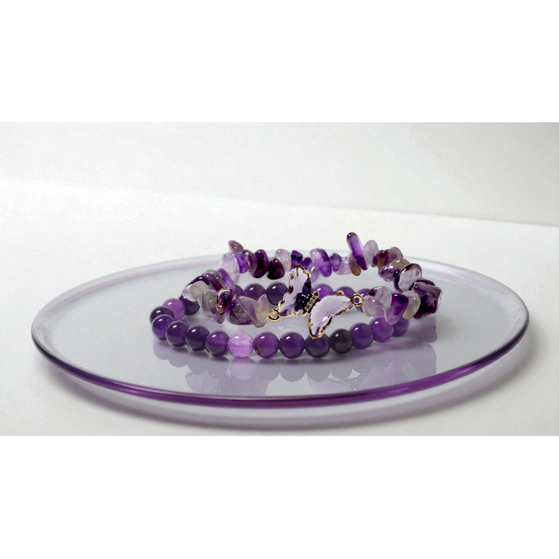 Комплект от 2 дамски гривни Аметист Violet Harmony
